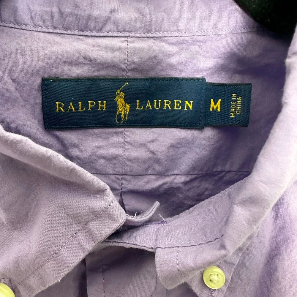 Polo Ralph Lauren Mens Purple Cotton Poplin Button Down Shirt Size M Long Sleeve - Picture 3 of 4